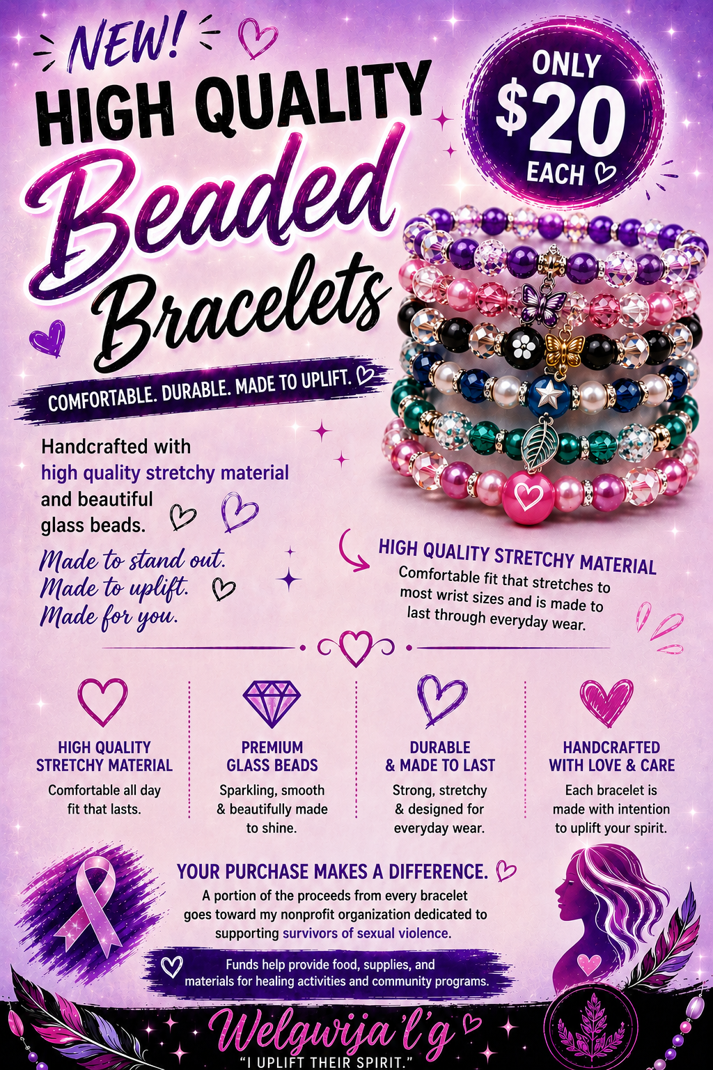 $20 beaded bracelets poster