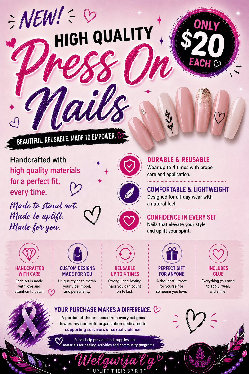 $20 press on nails poster
